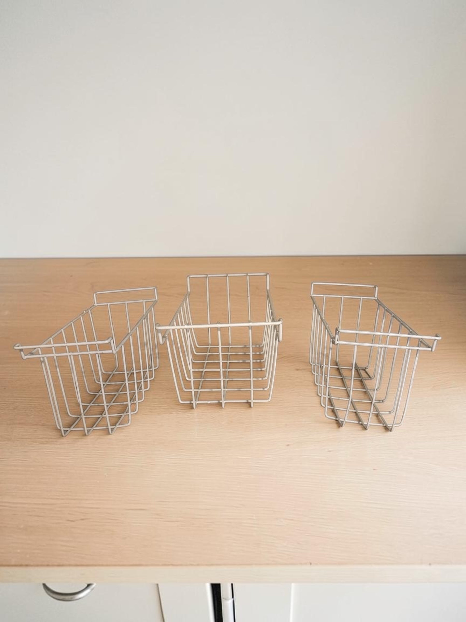 Set Of Three Metal Wire Storage Baskets For Organization