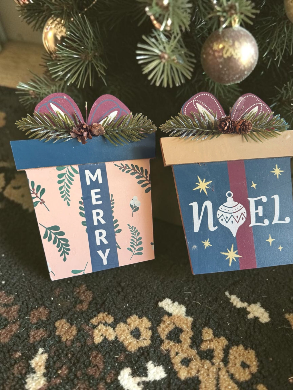 Decorative Holiday Gift Box Tabletop Ornaments