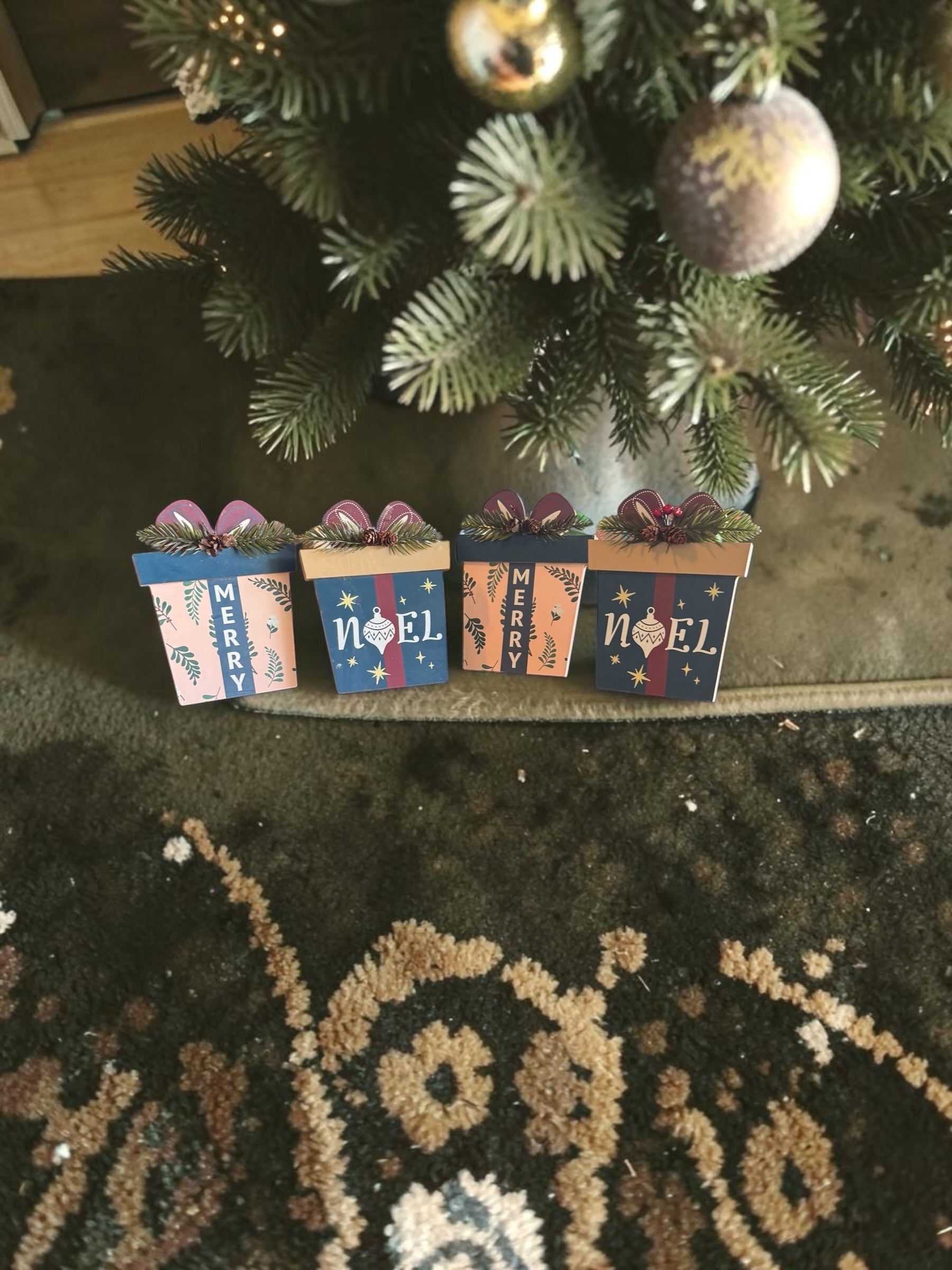 Decorative Holiday Gift Box Tabletop Ornaments