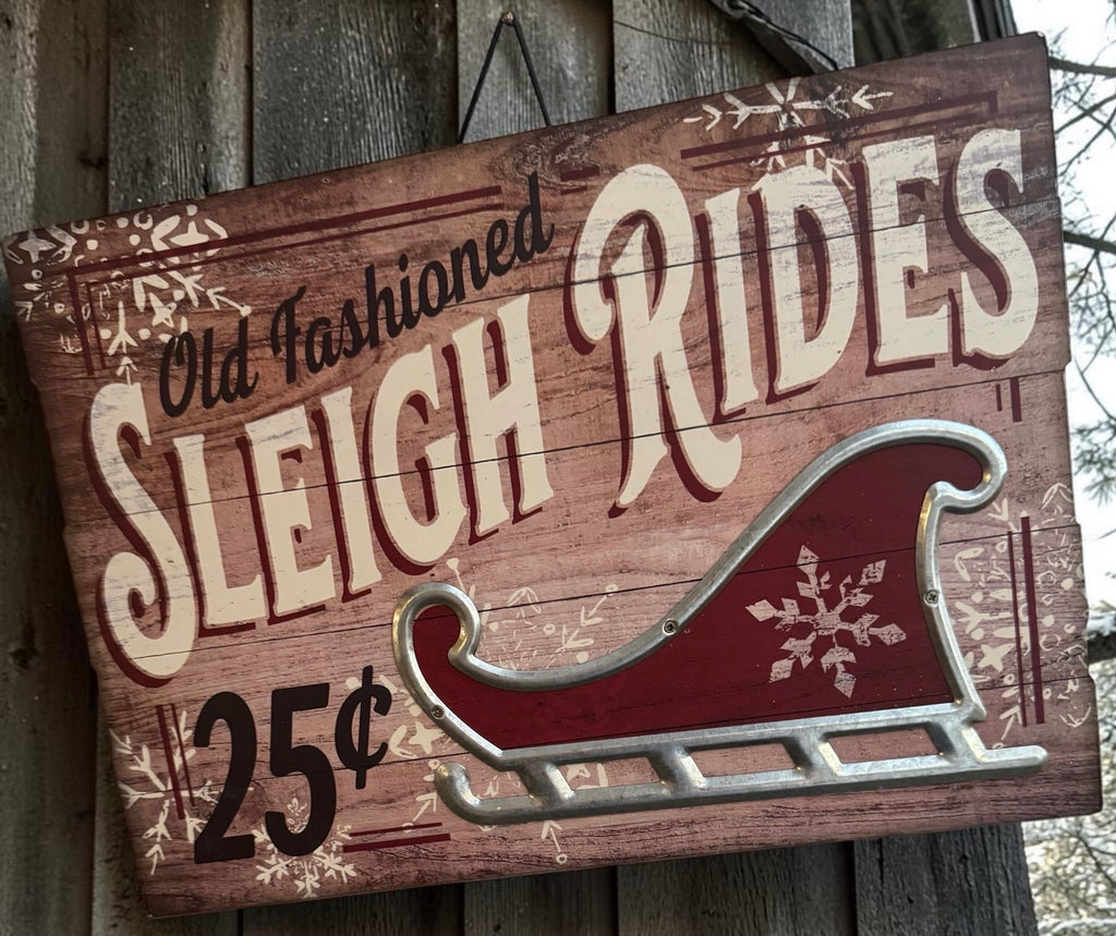 Decorative Holiday Sleigh Rides Wall Sign