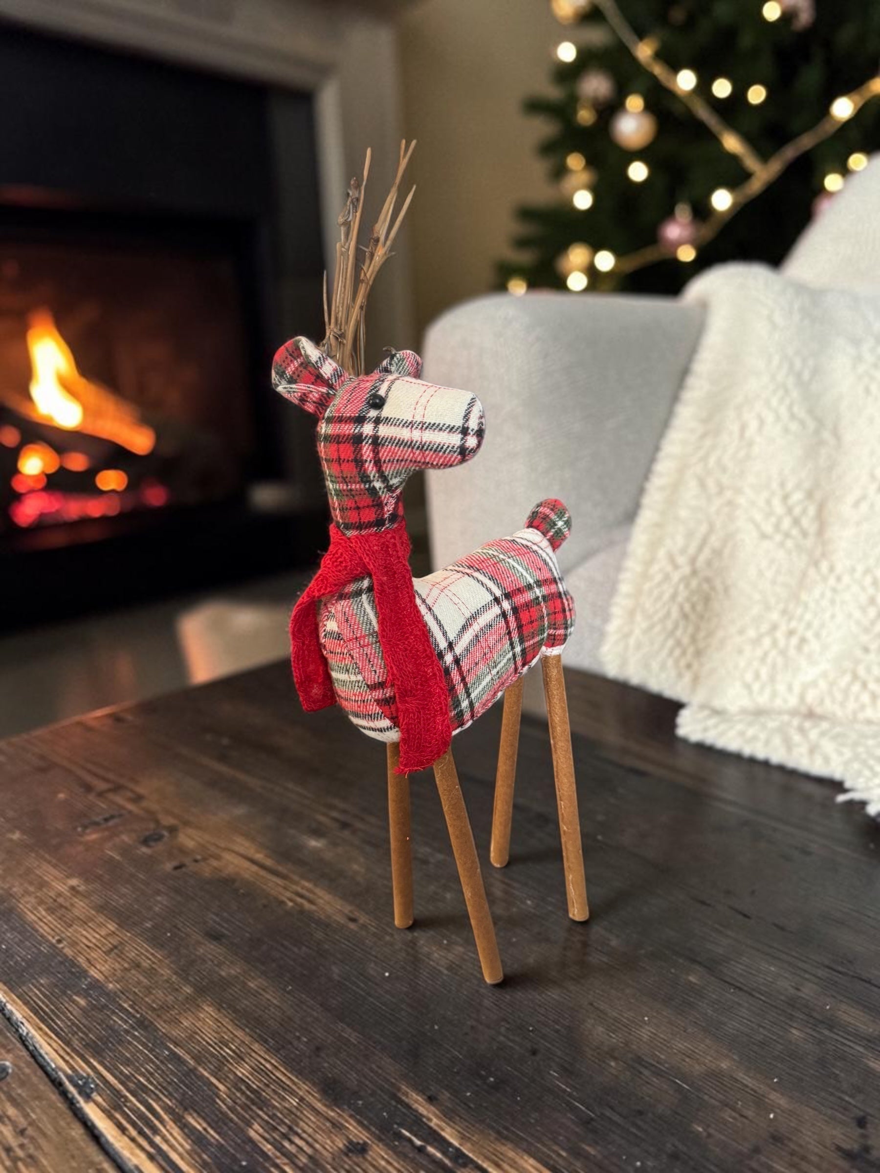 Decorative Fabric Reindeer Holiday Tabletop Figurine
