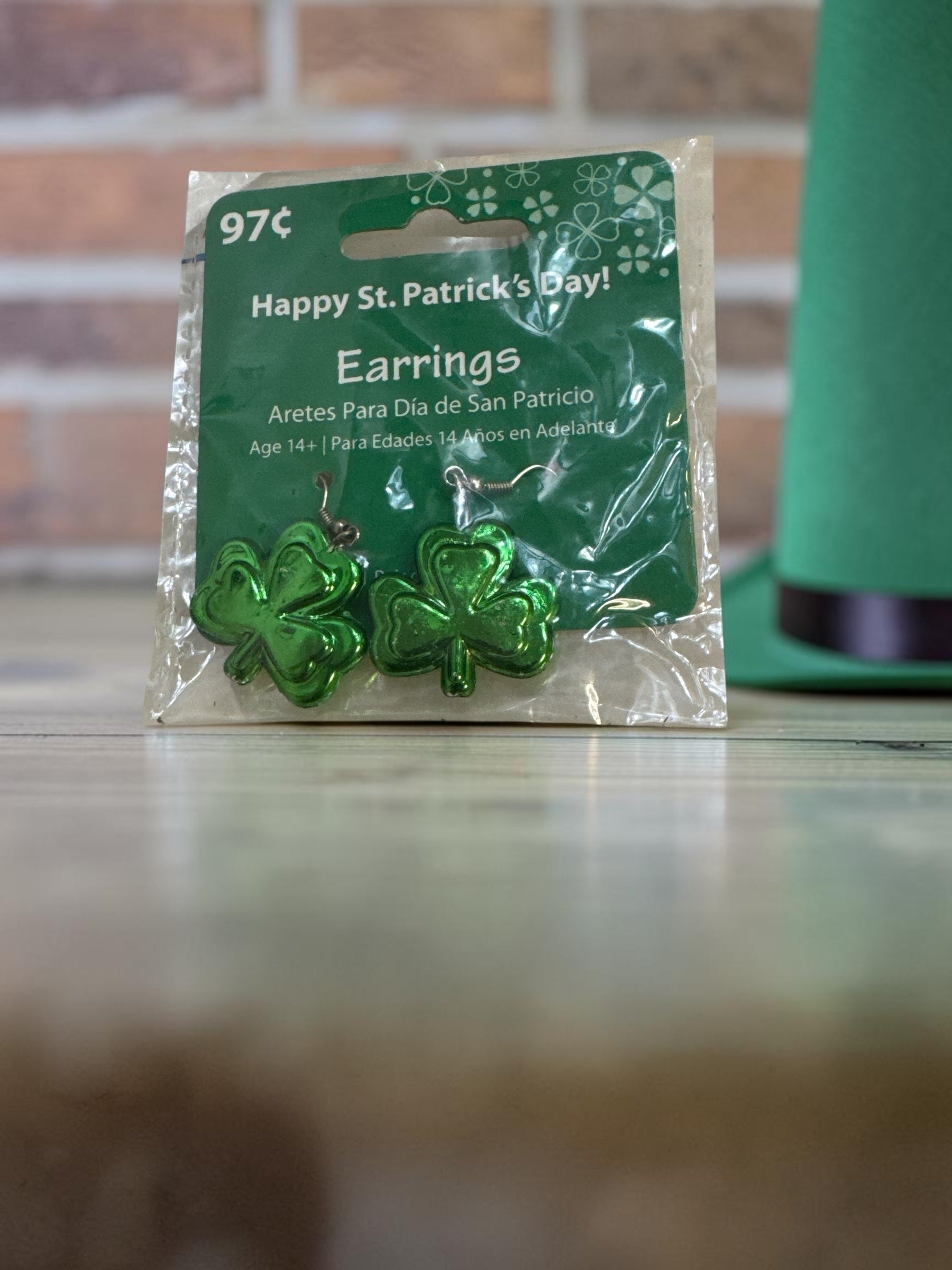 St. Patrick's Day Shamrock Dangle Earrings