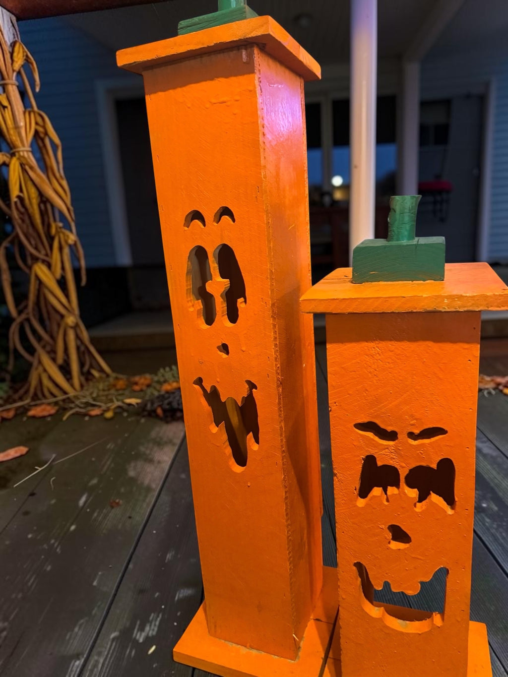 Wooden Jack O Lantern Porch Decor Set