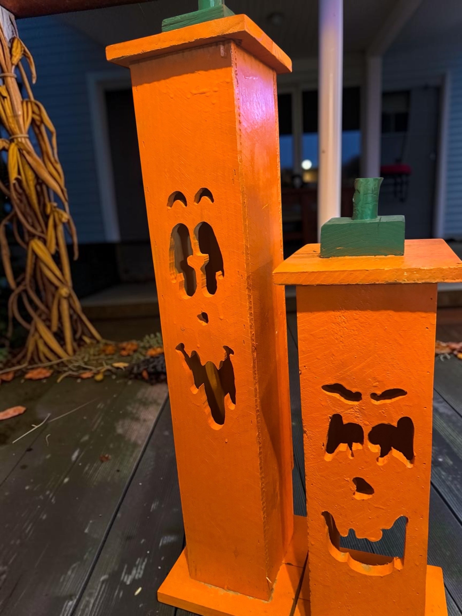 Wooden Jack O Lantern Porch Decor Set