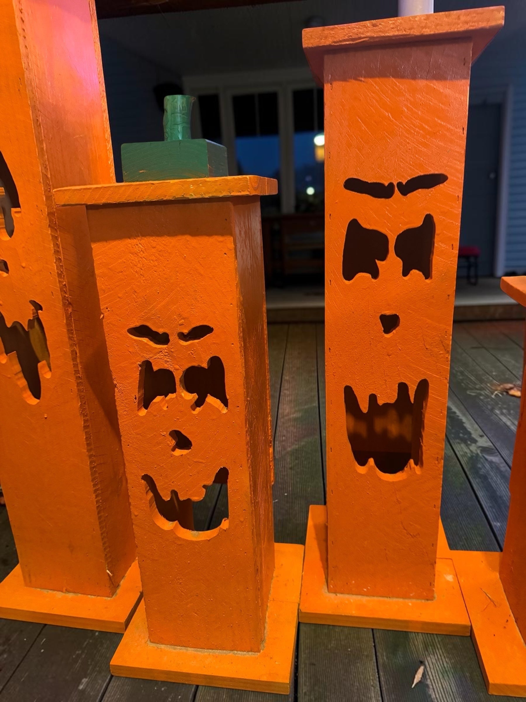 Wooden Jack O Lantern Porch Decor Set