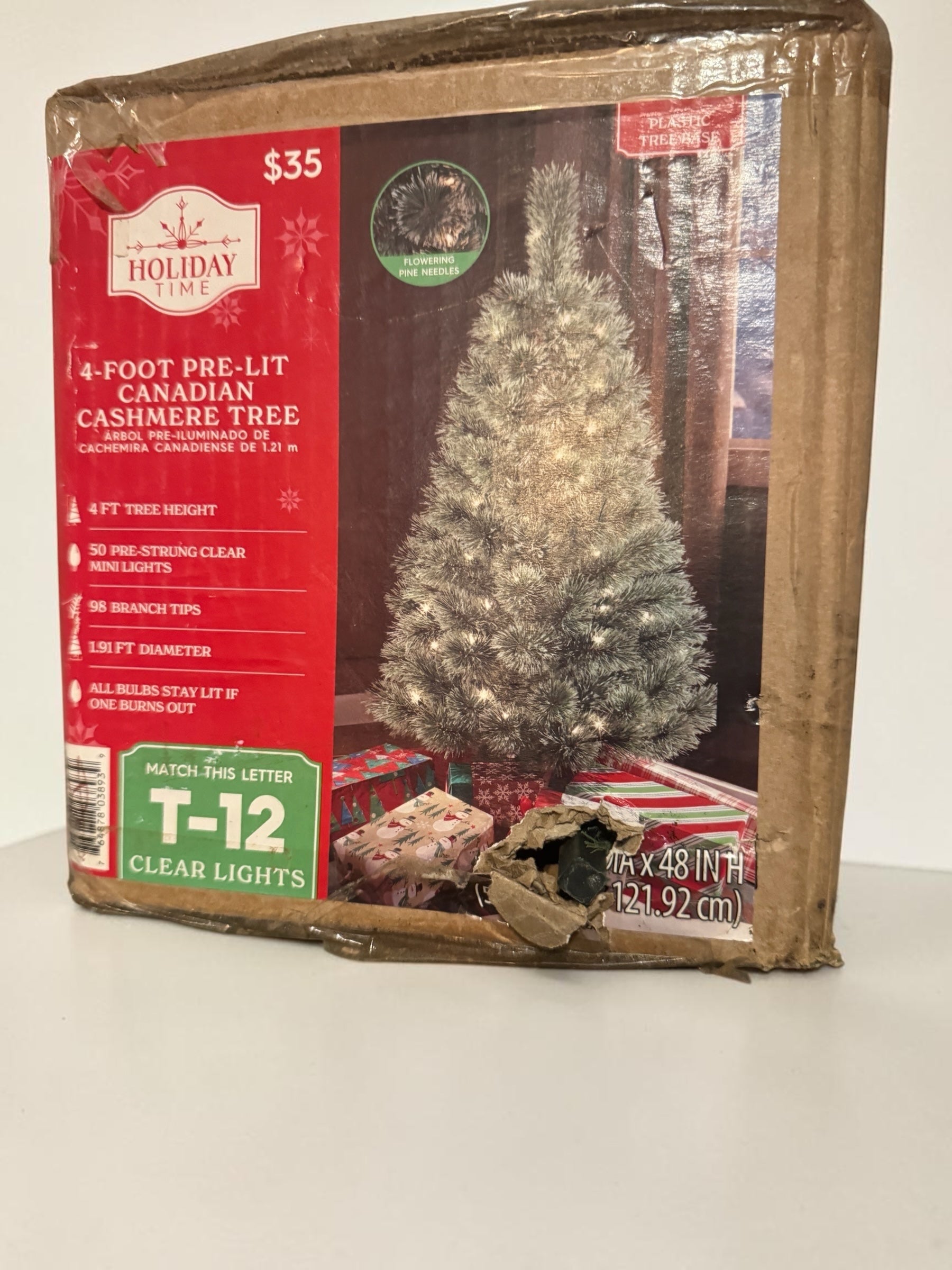 Holiday Time Four Foot Pre-Lit Artificial Christmas Tree