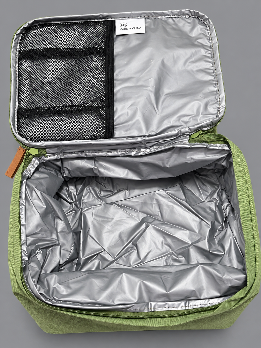 Sage Green Insulated Lunch Bag with Front Pocket & Carry Handles