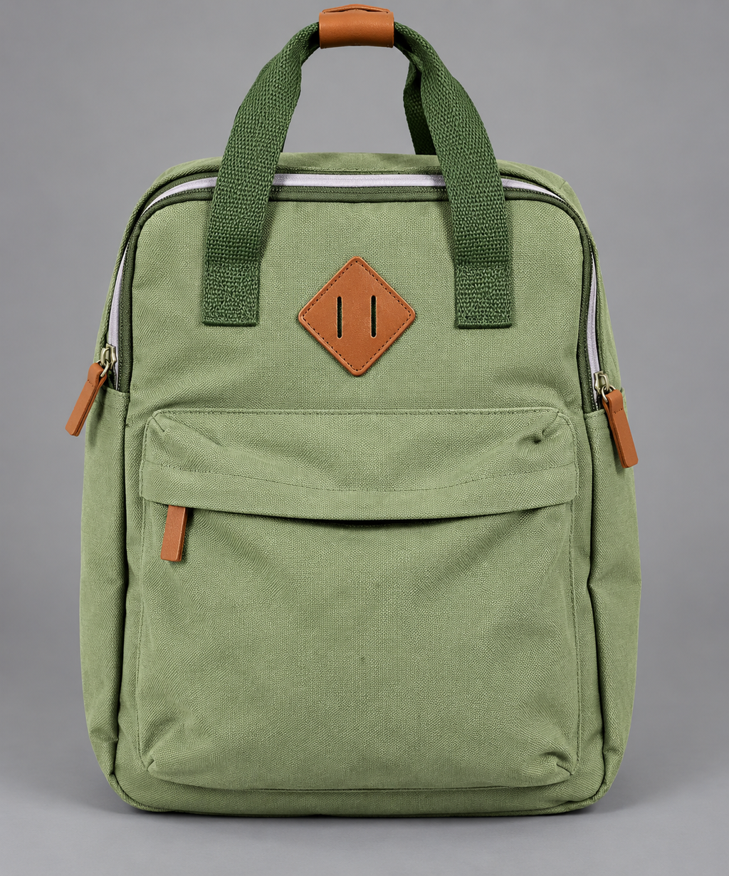 Sage Green Insulated Lunch Bag with Front Pocket & Carry Handles