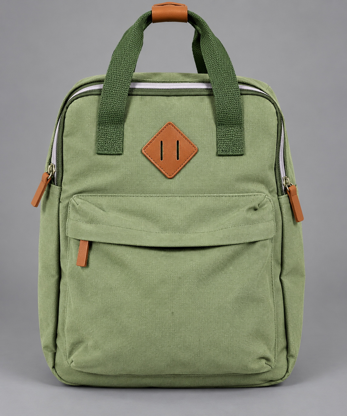 Sage Green Insulated Lunch Bag with Front Pocket & Carry Handles