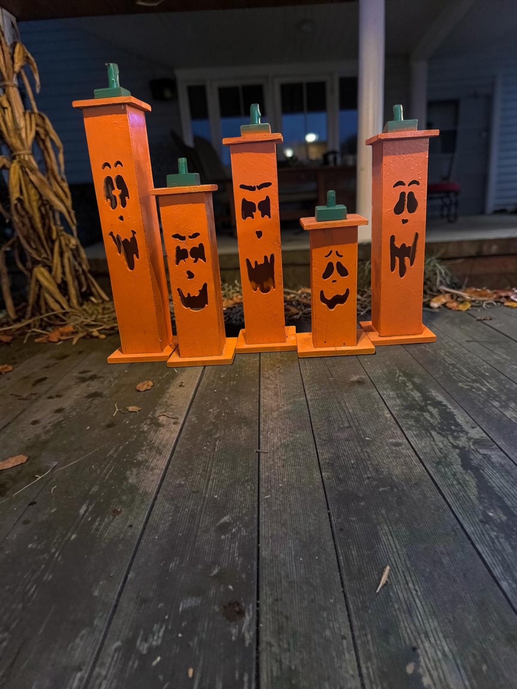 Wooden Jack O Lantern Porch Decor Set
