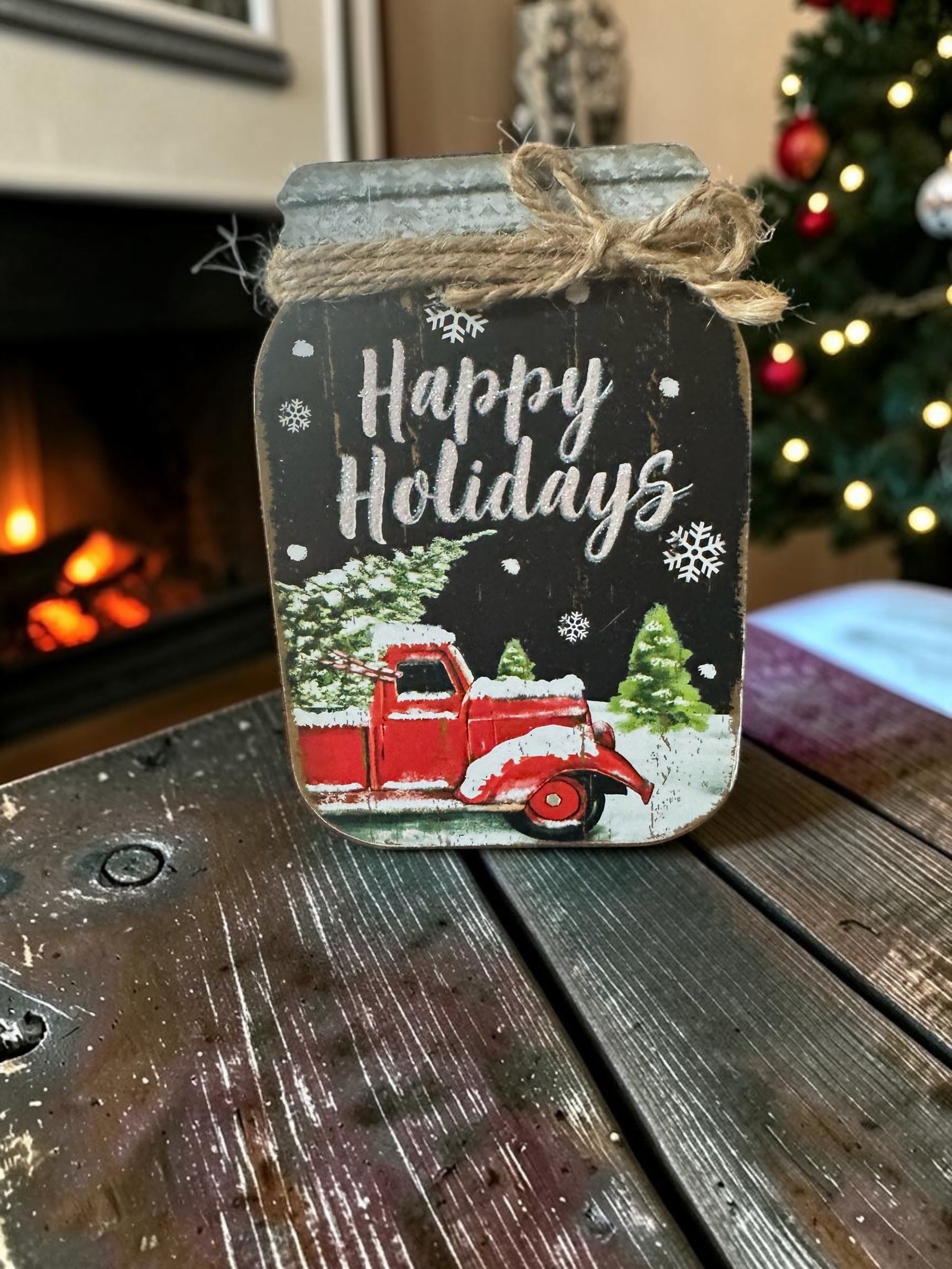 Decorative Holiday Mason Jar Wall Hanging Sign