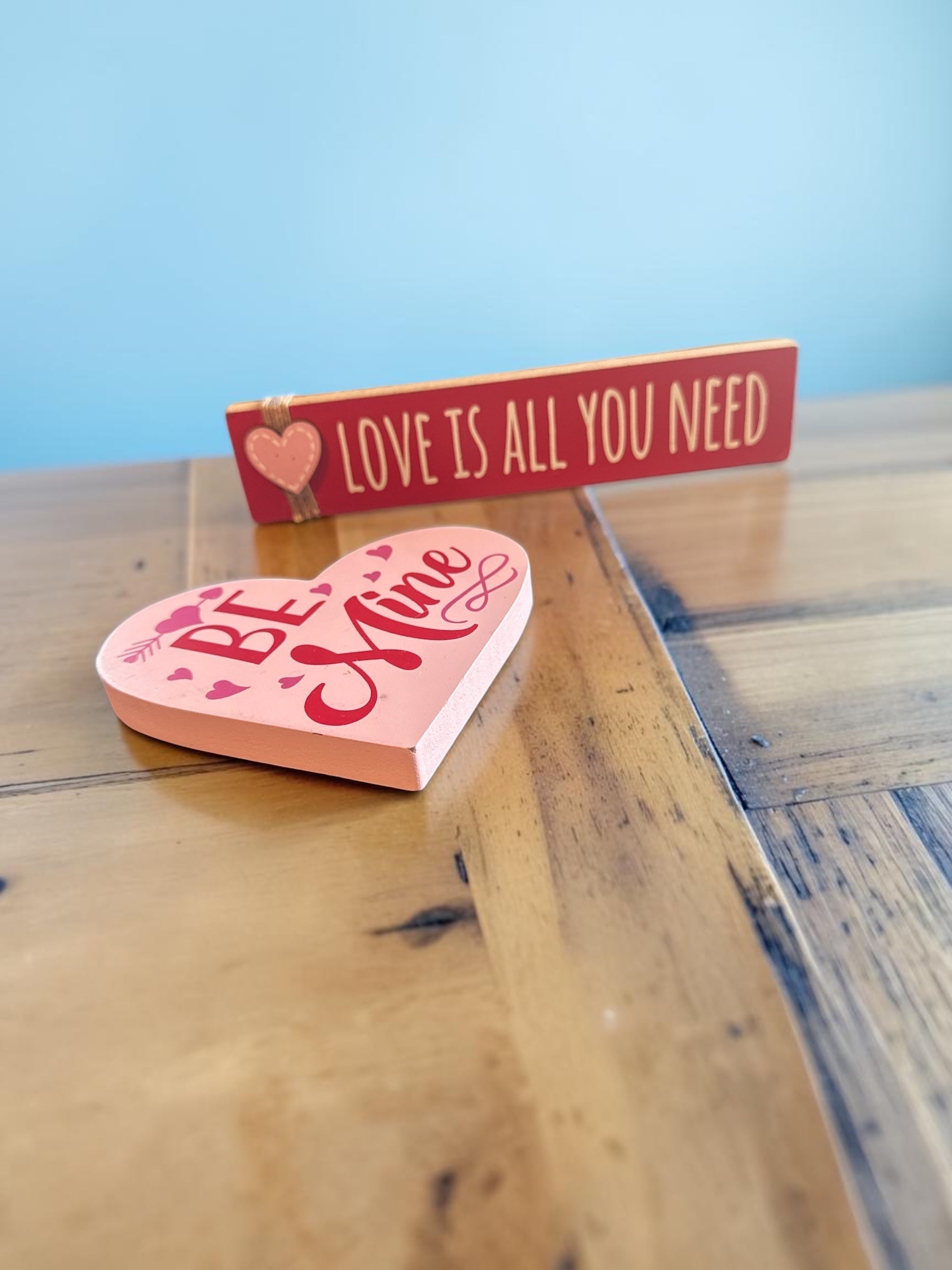 Decorative Valentine Heart and Sentiment Tabletop Signs