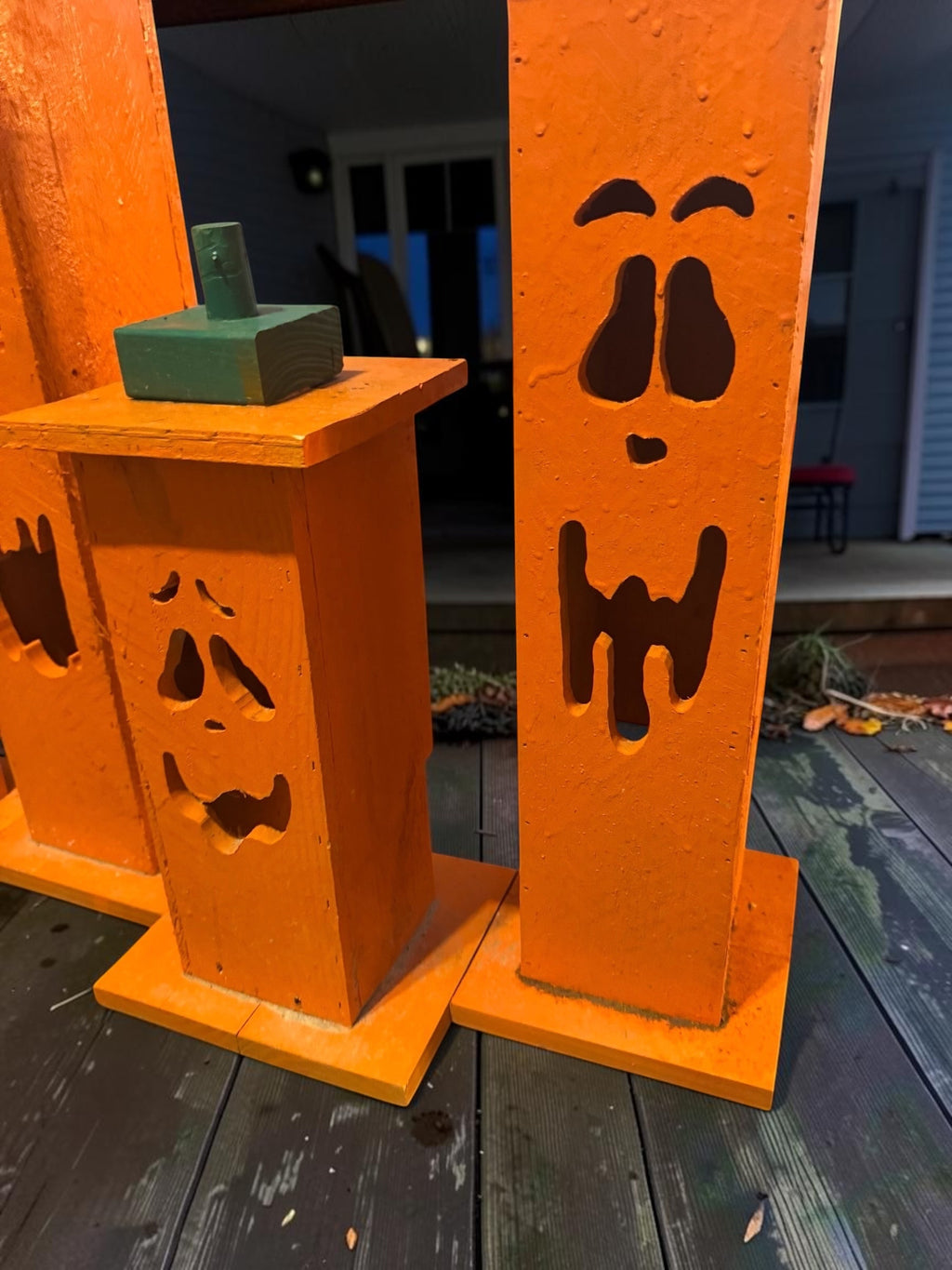 Wooden Jack O Lantern Porch Decor Set