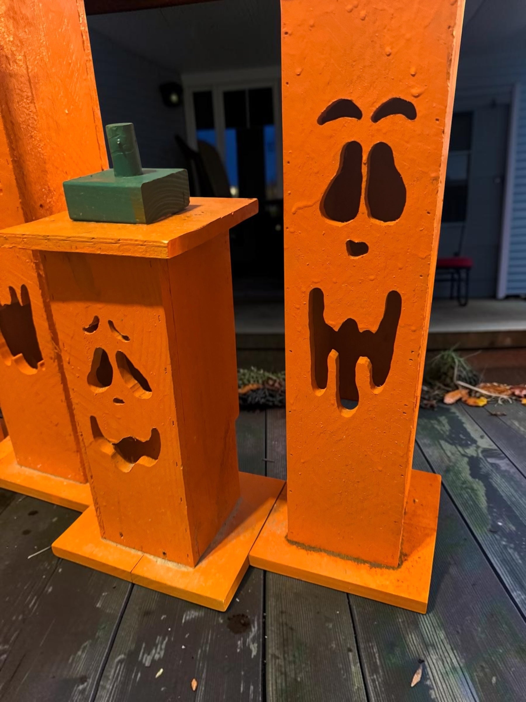 Wooden Jack O Lantern Porch Decor Set