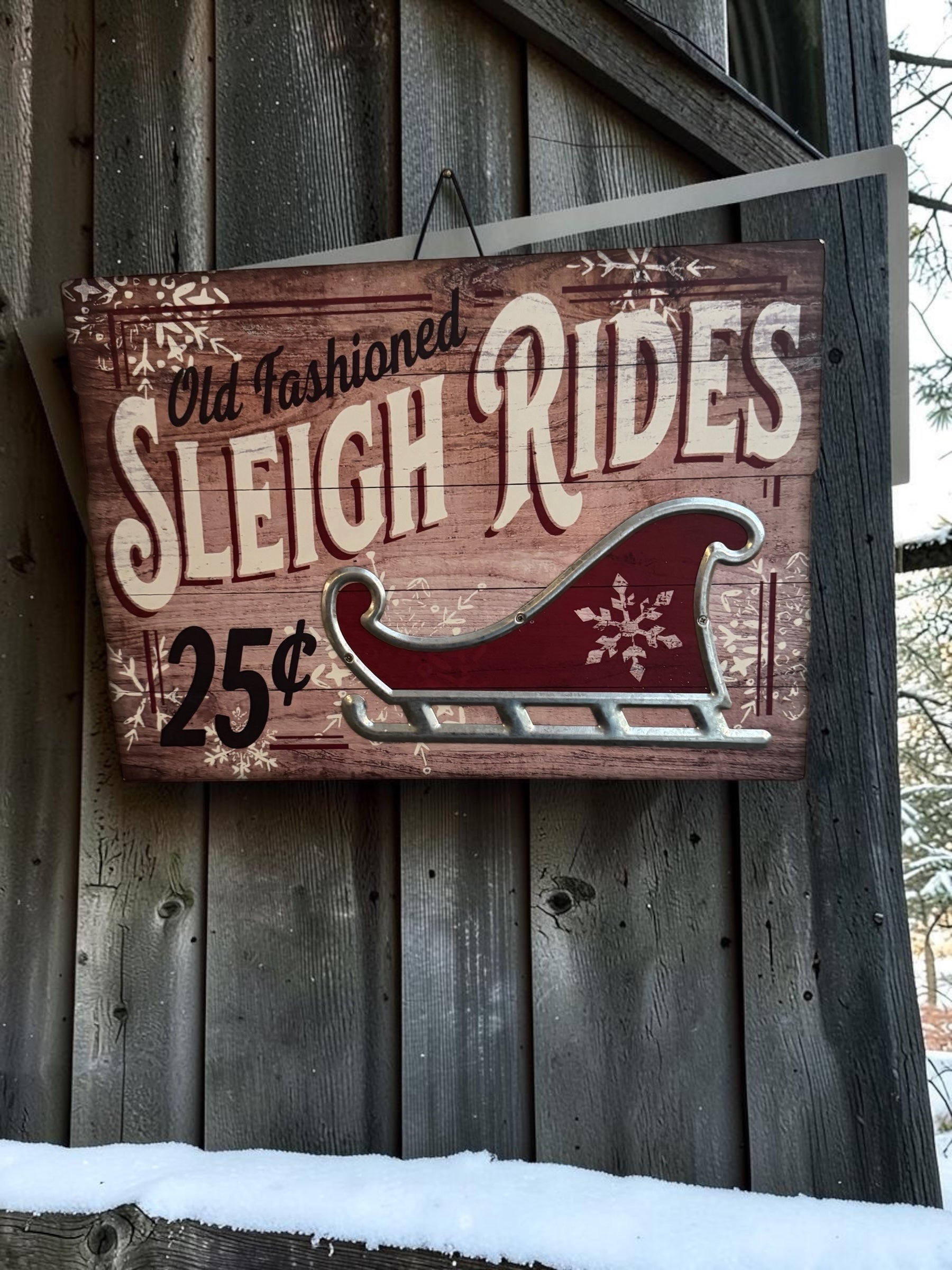 Decorative Holiday Sleigh Rides Wall Sign