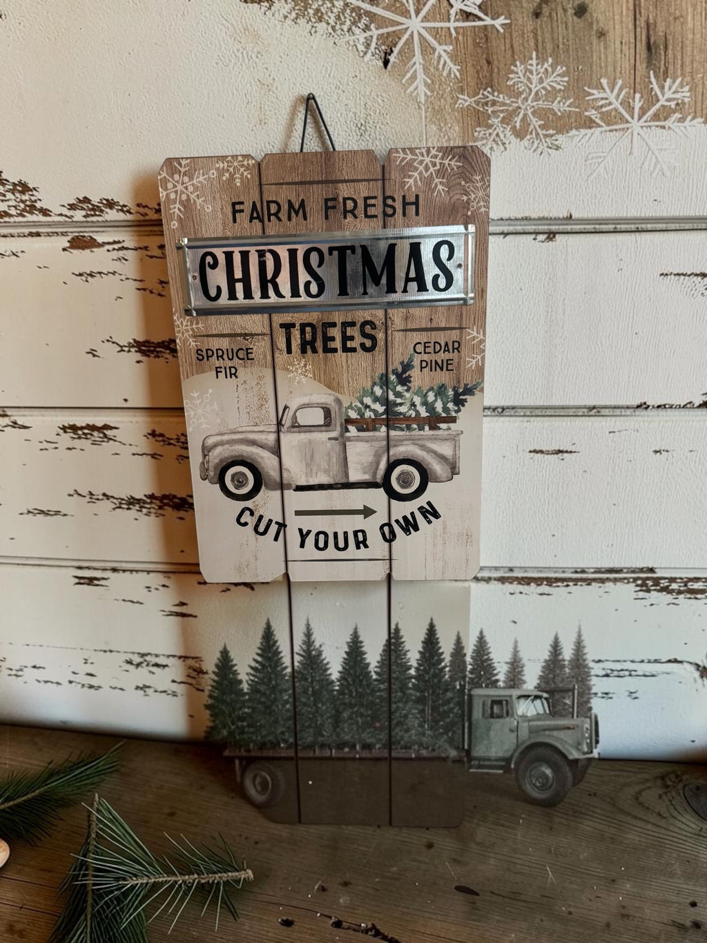 Farm Fresh Christmas Tree Farm Decorative Wall Hanging Sign
