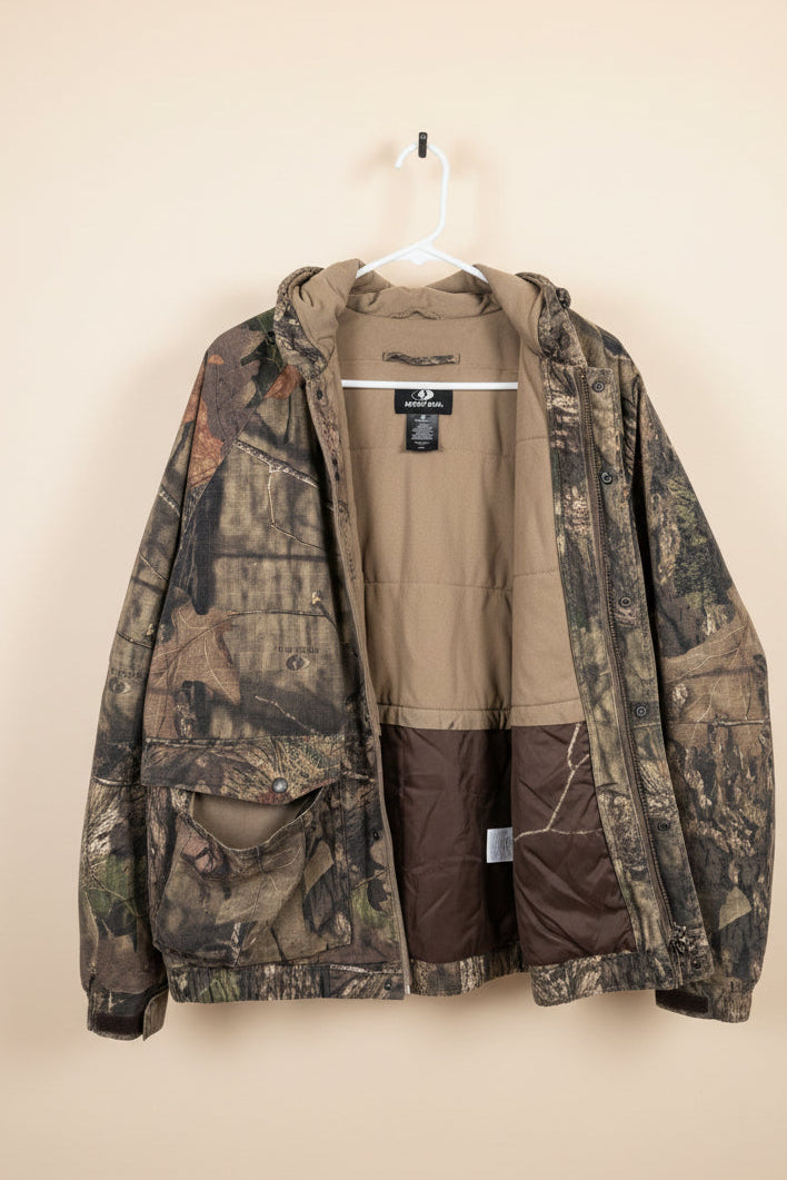 Original Mossy Oak camo jacket front hanging view