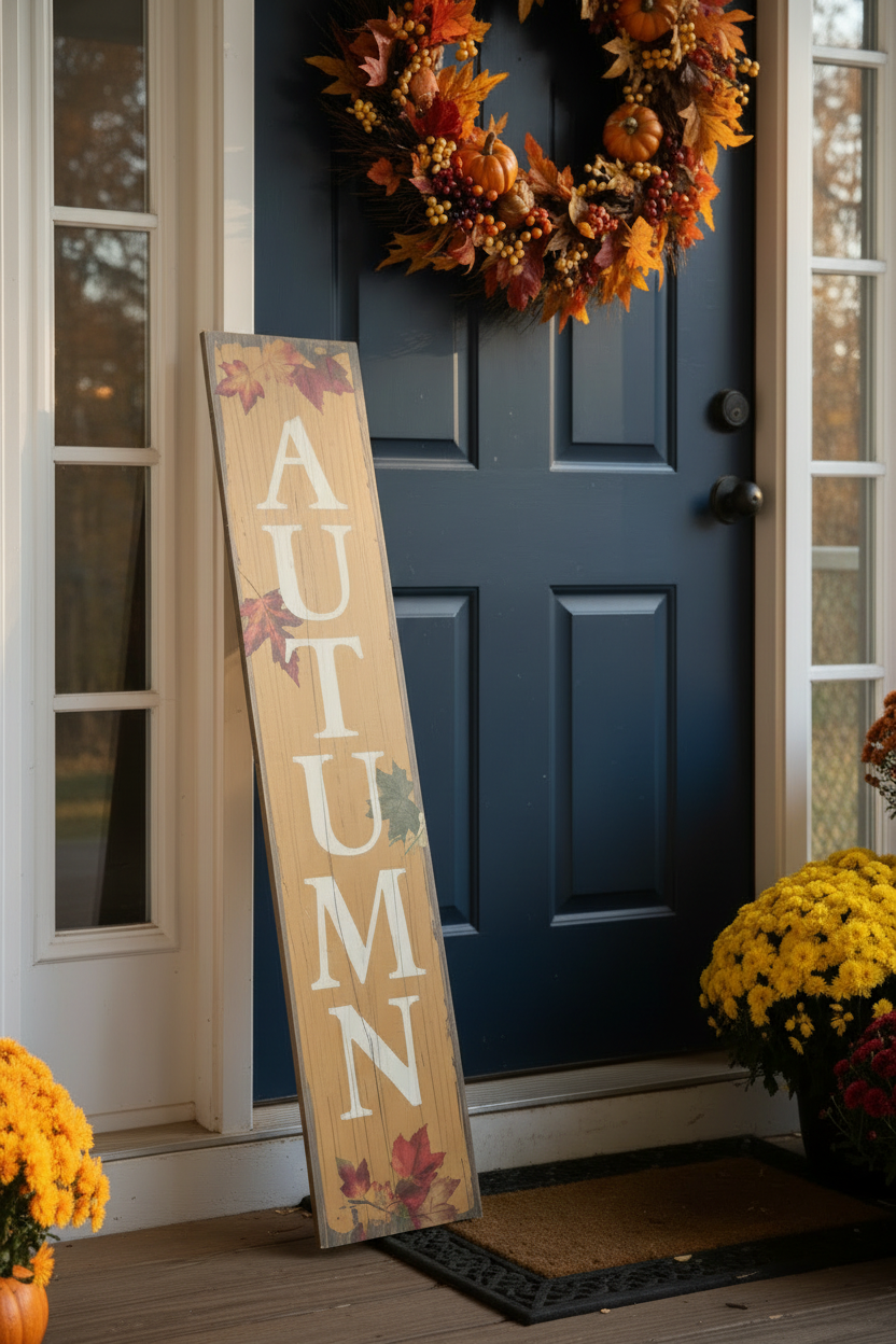 Vertical Autumn Seasonal Decorative Wall Sign