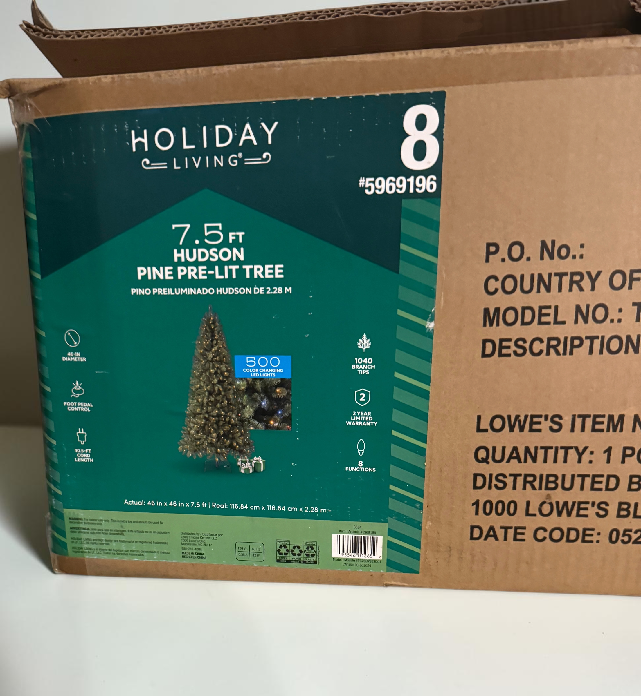 Holiday Living Hudson Pre-Lit Artificial Pine Christmas Tree