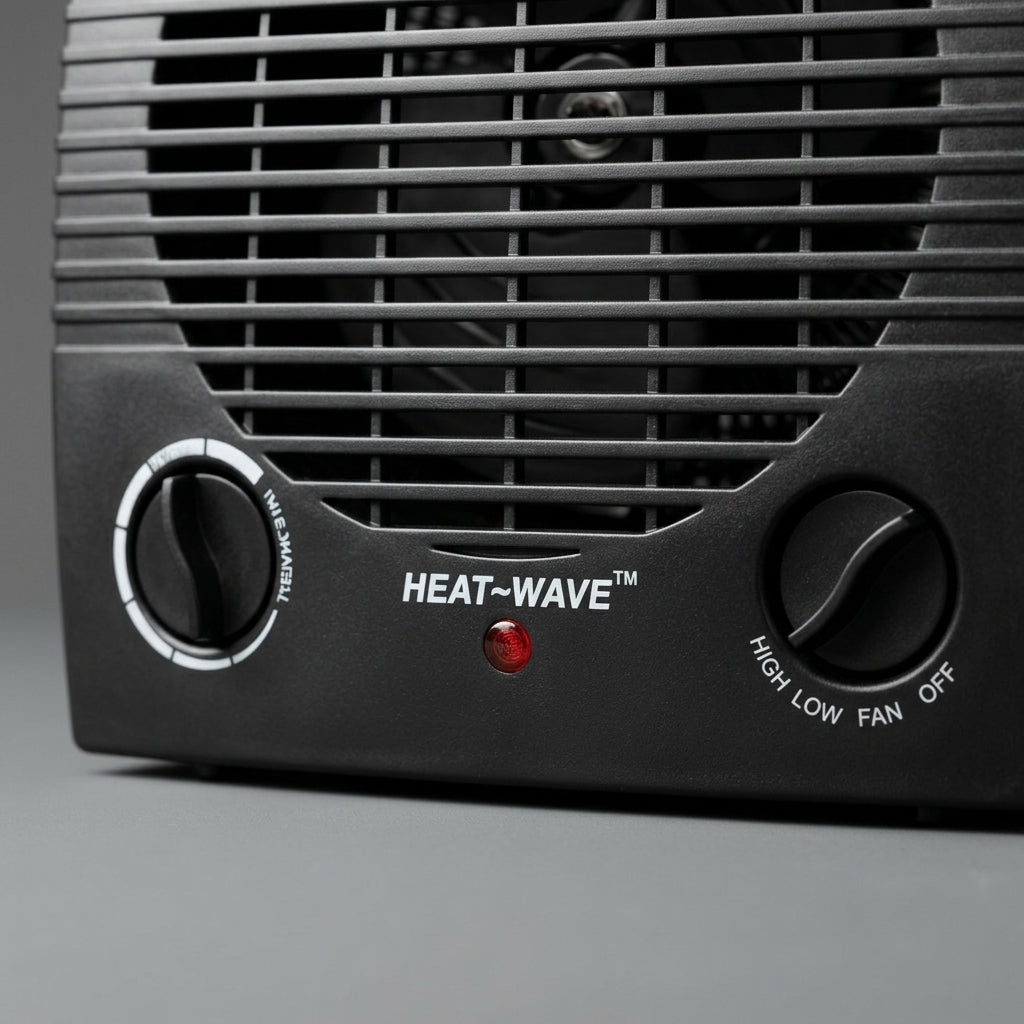 Close-up of Heat-Wave dual rotary dials and indicator light
