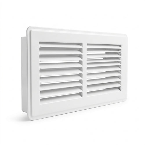 Accord 4x10 White Heavy Gauge Steel Floor Register Vent Cover on Pure White Background